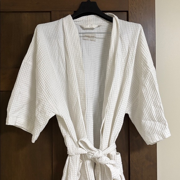 Frette 1860 Waffle 100% Cotton Unisex White Short Sleeve Bathrobe Size XL - Picture 2 of 9